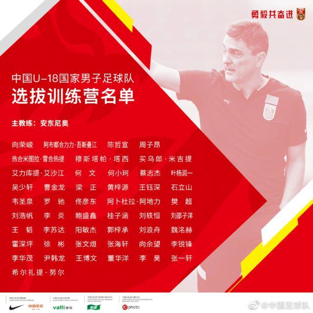 世界杯高清比赛直播平台-U18男足选拔训练营名单：鲁能9人 亚泰恒大各7人